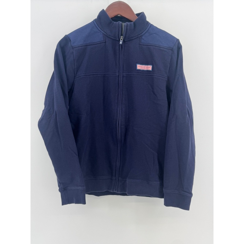 Vineyard Vines Mens XL Shep‎ Shirt Full Zip Jacket Navy Blue Mock Neck Logo